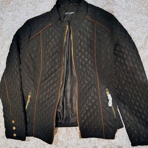 Quilted Black Jacket with Gold Accents